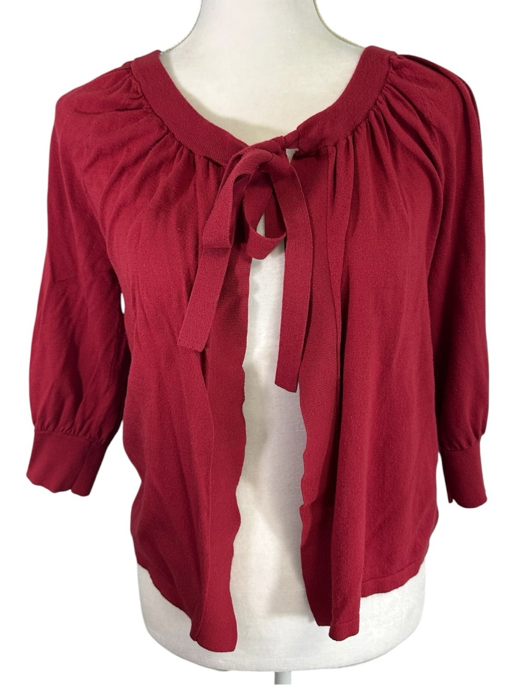 Talbots Red Tie-Neck Cardigan Sweater size M